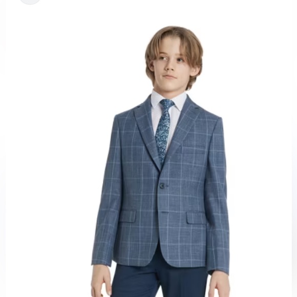 Collection by Michael Strahan | Blue Windowpane Suit Jacket for Boys | Size 14 - Picture 2 of 11